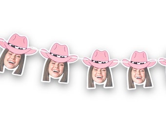 custom face | Cardstock Banner | 5 Foot Long | photo head Banner | Party Banner | Cowgirl | Cowgirl Theme | Cowgirl Bach | Cowgirl birthday