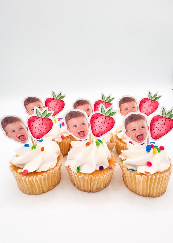 Strawberry Cupcake Toppers | Strawberry Birthday | Berry First birthday | Sweet One | Strawberry Party Decorations | Party Supplies