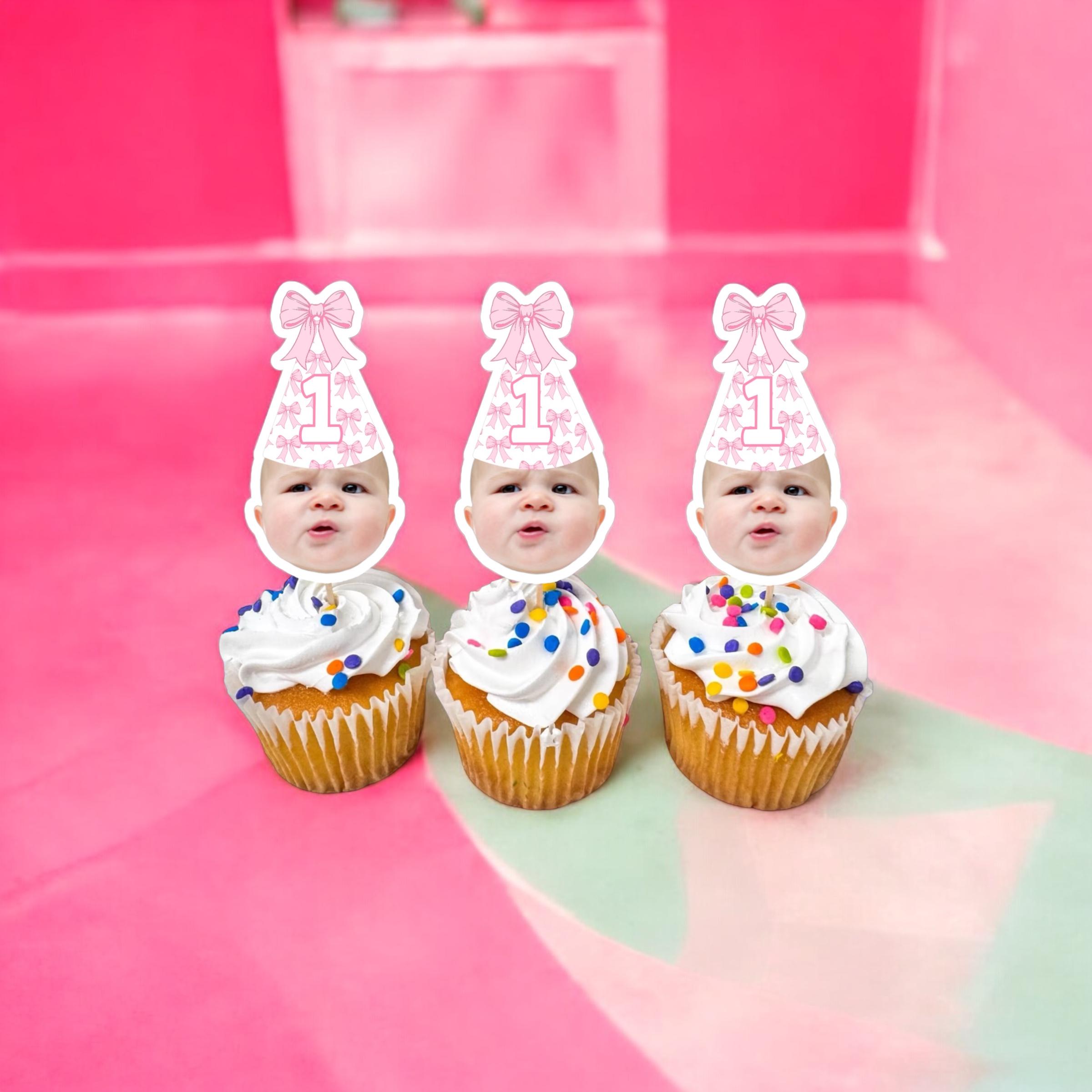 Cupcake Toppers | First Birthday | Girls Wanna Have Fun | Pink Bows ...
