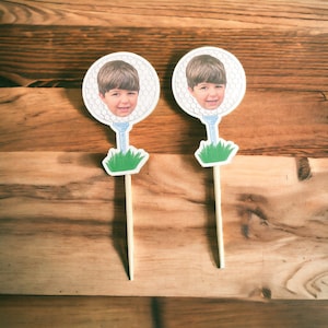 Golf Party Cupcake Toppers | Foto Kopf | Erster Geburtstag | Kuchendeckel | Motiv | Geburtstag | Golf-Thema |