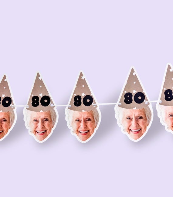 80th Birthday Banner | Customized with photo | 80th Birthday Party | 80th Birthday Decor | Decorations | 5 foot banner | String Included