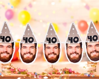 40th Birthday Banner | Customized with photo | 5 foot banner | 40th Birthday Party | Decor | Decorations | Party Banner