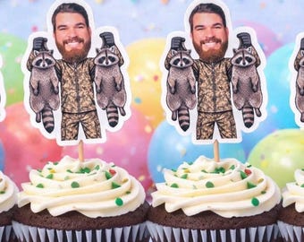 Cupcake Toppers | Raccoon Hunting Birthday | One Lucky Duck | Cupcake Decoration | Birthday | Raccoon Party Theme |