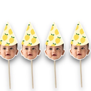 Adornos de limón / Adornos para cupcakes / Cabeza para fotos / Limón / Adornos para cupcakes / Tema de cumpleaños de limón /