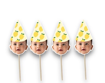 Adornos de limón / Adornos para cupcakes / Cabeza para fotos / Limón / Adornos para cupcakes / Tema de cumpleaños de limón /