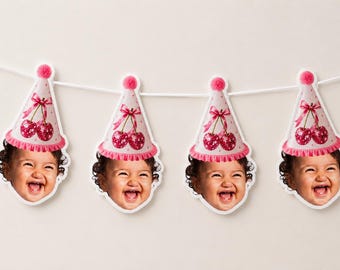 Kirsch-Geburtstagsbanner/Girlande | Kirsch-Partydekoration | Kirsch-Motto | Fotobanner | Individuell | Kinder und Erwachsene | Das i-Tüpfelchen | Geburtstag