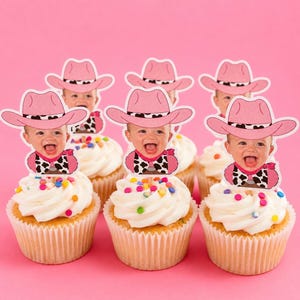 cowgirl face cupcake toppers | my first rodeo birthday party | disco cowgirl party | cowgirl bachelorette theme | western birthday party