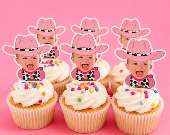cowgirl face cupcake toppers | my first rodeo birthday party | disco cowgirl party | cowgirl bachelorette theme | western birthday party
