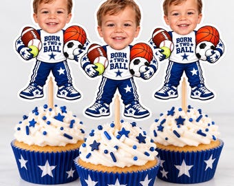 Customizable Football Player Cupcake Toppers | Personalized Face Photo Decor (2.8" Tall)
