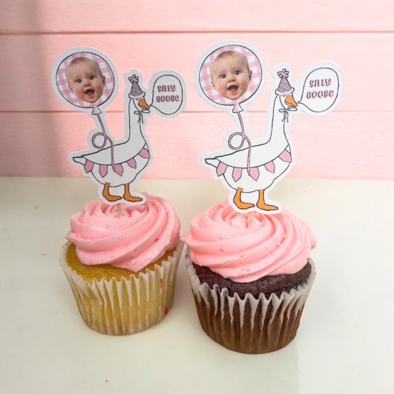 Silly Goose cupcake toppers | One Silly Goose birthday party | Custom party toppers | Silly Goose First Birthday | Goose Party Decor |