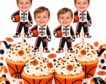 Custom Basketball Player Cupcake Toppers | Personalized Face Photo Decor (2.8" Tall)