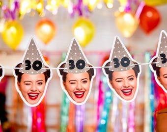 Banner de 30 cumpleaños / Personalizado con foto / Banner de 5 pies / Fiesta de 30 cumpleaños / Decoración / Decoraciones / Banner de fiesta