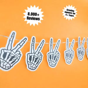 Bad Two the Bone Banner | Cardstock Banner | 5 Foot Long | Second Birthday Banner | Skeleton | Kids Halloween Decor | Halloween Birthday |