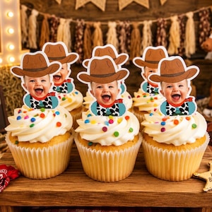 cowboy cupcake toppers | western birthday party decorations | my first rodeo birthday party supplies | cowboy 1st birthday | western party