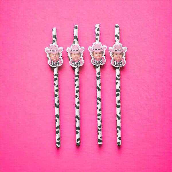 cowgirl birthday party straws | cowgirl party decorations | cowgirl table decorations | face party straws | disco cowgirl | bachelorette