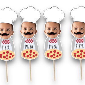 Pizza Toppers | Cupcake Toppers | Photo Head | First Birthday | Cupcake Toppers | Theme | Birthday | Pizza Party Theme