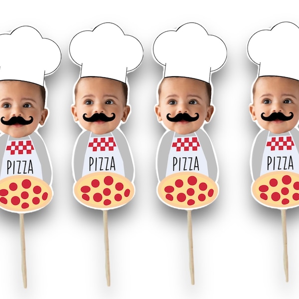 Pizza Toppers | Cupcake Toppers | Photo Head | First Birthday | Cupcake Toppers | Theme | Birthday | Pizza Party Theme