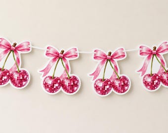Banner | Girlande | Kirschparty-Dekoration | Wanddeko | Sie ist das Sahnehäubchen | Junggesellinnenabschied | Geburtstagsparty