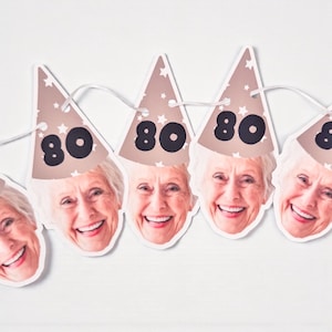 80th Birthday Banner | Customized with photo | 80th Birthday Party | 80th Birthday Decor | Decorations | 5 foot banner | String Included