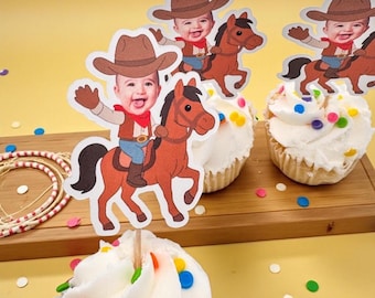 Cowboy Cupcake Topper | Western-Geburtstags-Party-Deko | Mein erstes Rodeo Geburtstagsparty Zubehör | Cowboy 1 Geburtstag | Westernparty