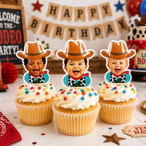 Adornos para cupcakes de vaquero / Decoraciones para fiestas de cumpleaños del oeste / Artículos para mi primera fiesta de cumpleaños de rodeo / Primer cumpleaños de vaquero / Fiesta del oeste