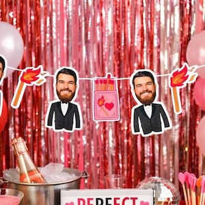 Bachelorette Photo Banner | Cardstock Banner | 5 Foot Long | photo head Banner | Party Banner | Match made in Heaven |  Perfect Match Bach