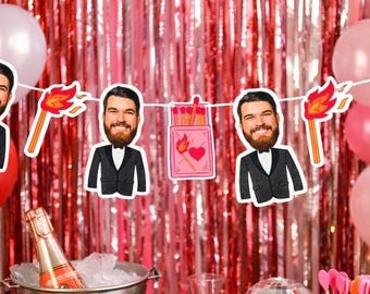 Bachelorette Photo Banner | Cardstock Banner | 5 Foot Long | photo head Banner | Party Banner | Match made in Heaven |  Perfect Match Bach