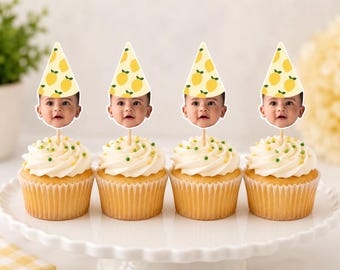 Lemon Toppers | Cupcake Toppers | Photo Head | Lemon | Cupcake Toppers | Lemon Birthday Theme |
