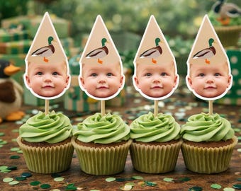 Cupcake Toppers | Duck Hunting Confetti | Mallard Duck Hunting Party | One Lucky Duck | Hunting Birthday | Birthday Party Toppers |