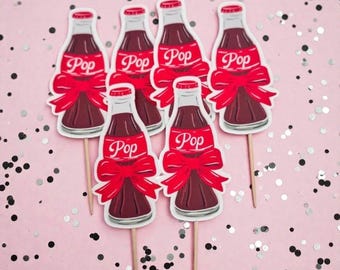 Adornos para cupcakes / Está a punto de estallar / Refresco / Baby Shower / Futura mamá / Decoración / Mesa de postres /