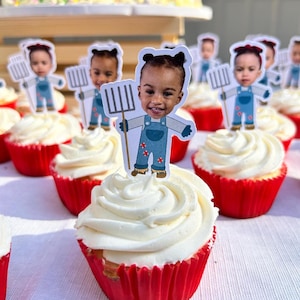 Cupcake Toppers | Farmer Toppers | Farmers Market Birthday | Farm theme Birthday | Farm party decor and supplies | photo toppers | farmer