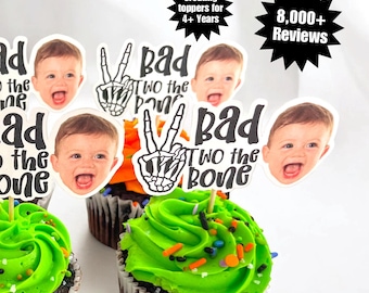 Bad Two The Bone Toppers | Cupcake Toppers | Photo head | Second Birthday | Party Decorations | Bad Two The Bone | Party Supplies