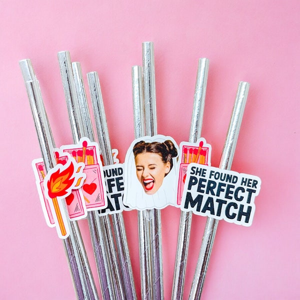 Perfect Match Straws | Drinking Straws | Party Supplies | Match Made in Heaven | Bride Straws | Party Decorations | Paper Straws |