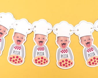 custom face | Cardstock Banner | 5 Foot Long | photo head Banner | Party Banner | Pizza Party | Pizza Theme | Birthday Banner | Pizza |