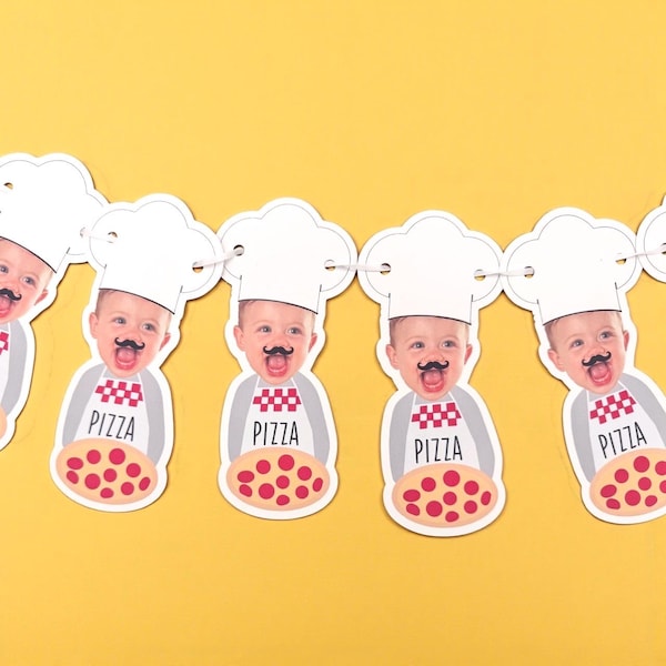 custom face | Cardstock Banner | 5 Foot Long | photo head Banner | Party Banner | Pizza Party | Pizza Theme | Birthday Banner | Pizza |