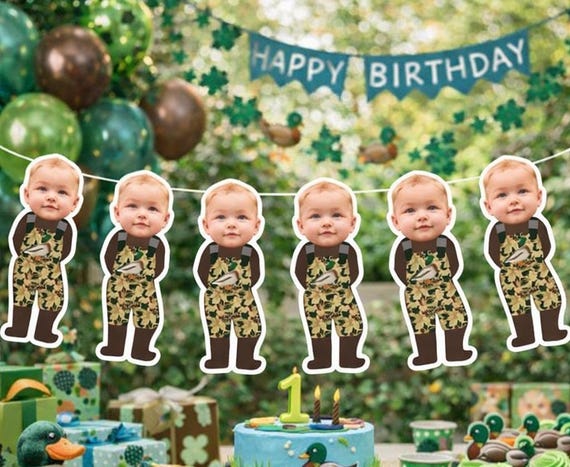 custom face | Cardstock Banner | 5 Foot Long | photo head Banner | Party Banner | Lucky Duck | Duck Hunting Theme | Duck Theme |