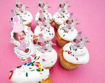 Silly Goose cupcake toppers | One Silly Goose birthday party | Custom party toppers | Silly Goose First Birthday | Goose Party Decor |