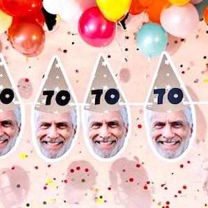70th Birthday Banner | Customized with face | 70th Birthday Decor | 70th Birthday Decorations | 5 Foot Banner | 70th Birthday Party