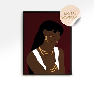 Black Woman Wall Art, African American Wall Art, Dorm Decor, 90s Wall Art, Jewelry Wall Art, Modern Art
