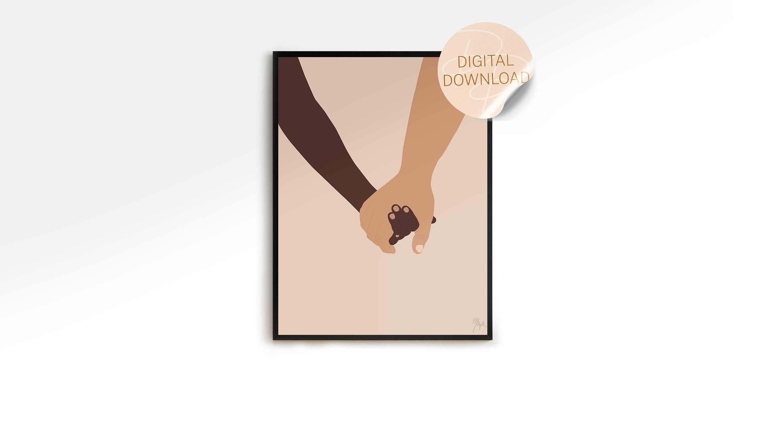 Interracial Couple Wall Art, Valentine's Day Wall Art, Couples Wall Art