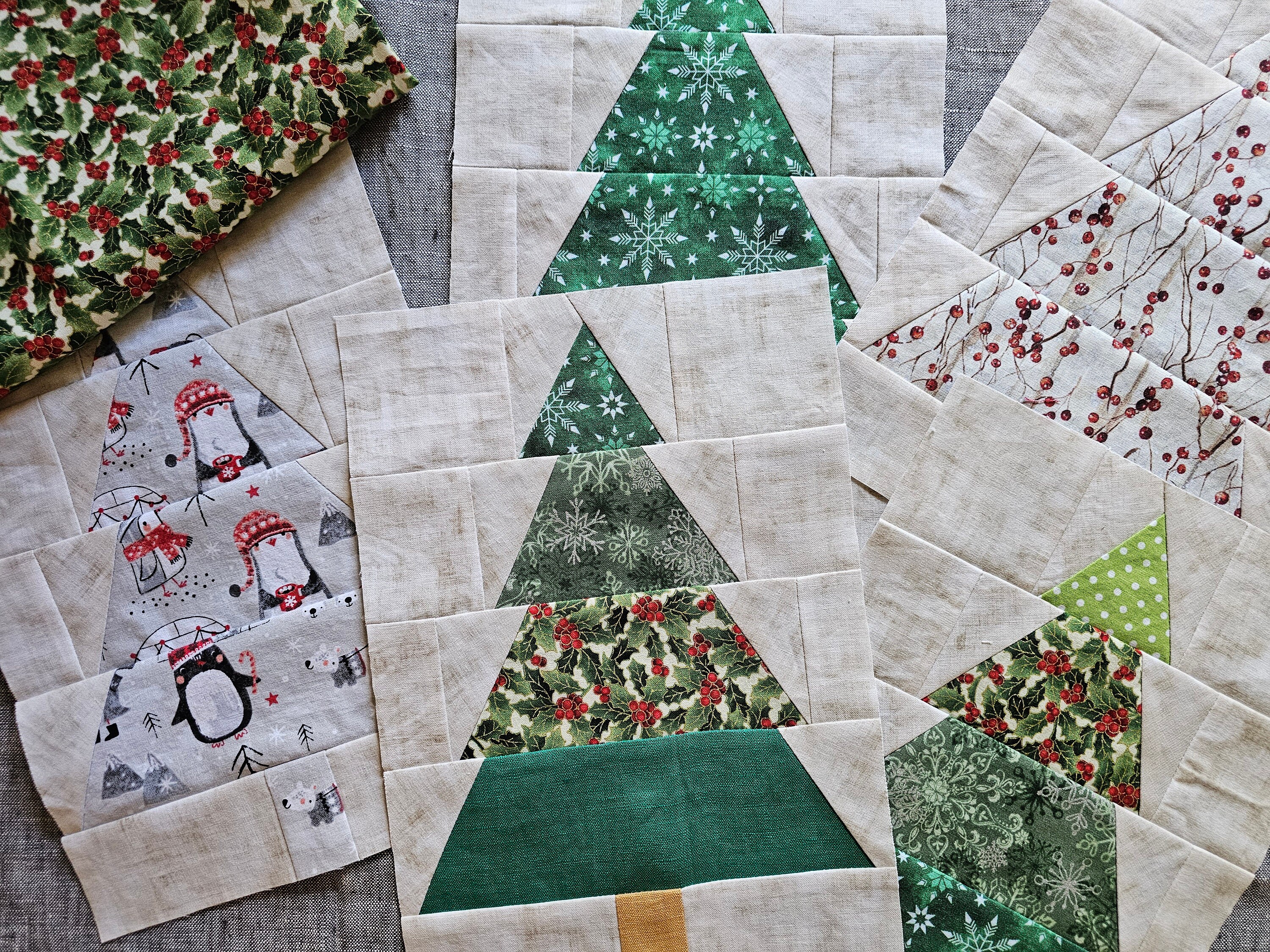 Unfinished Christmas Quilting Blocks - Holiday Fabric Blocks for DIY Quilt Projects