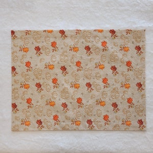 Fall Floral Placemat – Linen Cotton Table Mat, Double Layer Handmade Table Decor, Thanksgiving & Holiday Dining