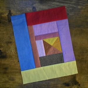 Unfinished Linen Patchwork Quilt Block – Slow Stitching 8x10 inch