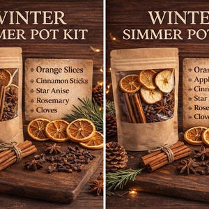Winter Simmer Pot Kits - New Years Eve - Stovetop Potpourri Dried Fruits - Natural Home Gifts