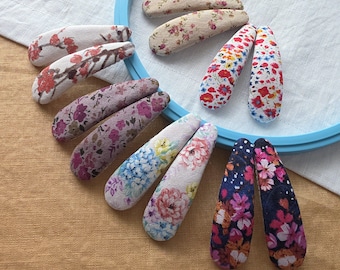 Set of 2 Floral Fabric Snap Hair Clips – Handmade Girls Accessories