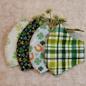 Patrick Day Face Mask, Easy Breath Face Mask, Homemade Face Mask with Adjustable Ear Loops, Spring Summer Face Mask for Adult Kids