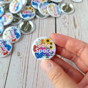 Safe Space 1.25&quot; Pinback Button - Mental Health, Inclusion, Neurodiversity