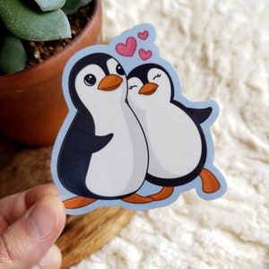 Penguin Lovers 3 "Vinyl Sticker (glanzend) | liefde | winter | Valentijnsdag | Partner | Relatie | Echtgenoot | Vrouw