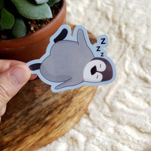 Autocollant en vinyle Sleeping Baby Penguin 3 » (brillant) | | d’hiver | bleu Bébé animal | Mignon | Fatigué