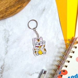 Lucky Cat 4 Acrylic Keychain, Cat Accessories, lightweight image 1